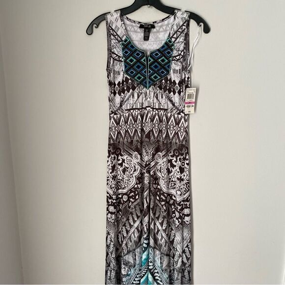 Style & Co. Women’s Slit Neck Paisley Printed Jersey Knit Maxi Dress size PP - Picture 1 of 5